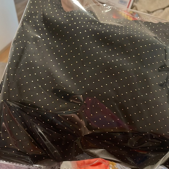 Lane Bryant Gold Textured Dot Strapless Black Layered Chiffon Mini 28 Dress - Picture 9 of 14